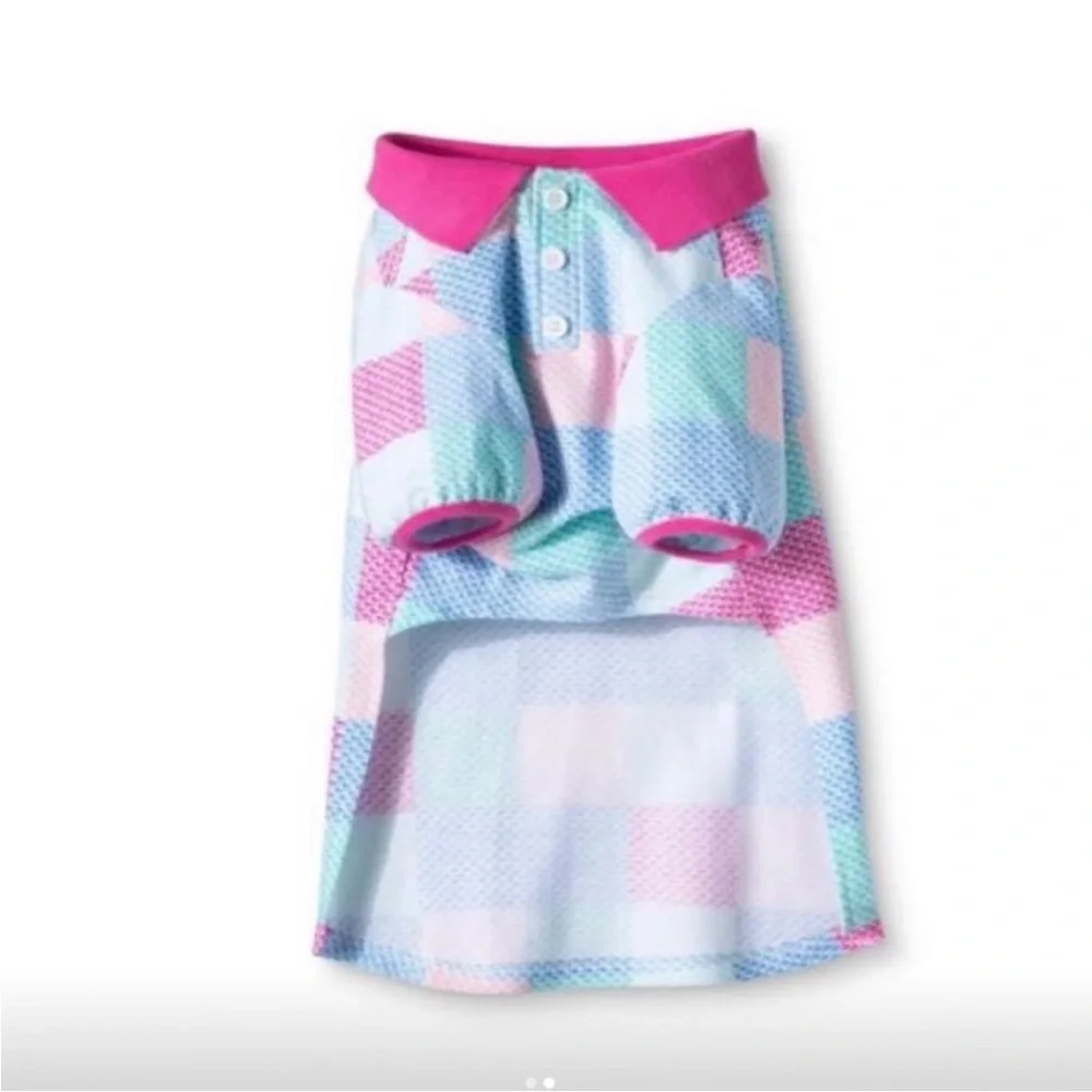 Vineyard Vines Patchwork Whale Pet Polo – Pink/Blue Size Small